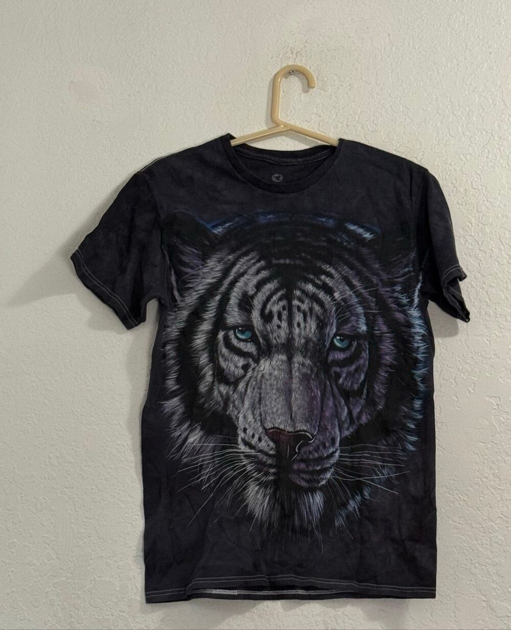 VTG 1998 Liquid Blue White Tiger All Over Print T-shirt S blue eyes